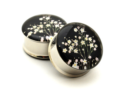  Body Jewelry on Pair Japanese Flower Picture Plugs Gauges Style 7   Ebay